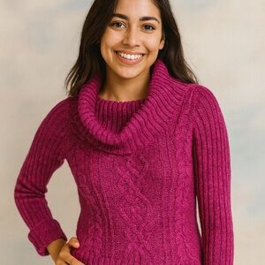 Arizona Jean Company Magenta Cowl Neck Sweater